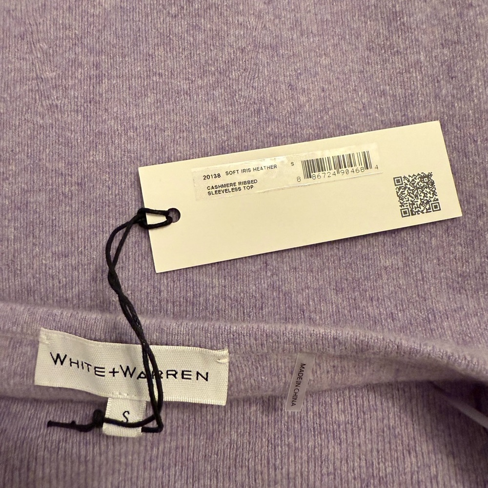 White + Warren 100% Cashmere Soft Iris Heather Tank Tube Top - NWT. Size S - Picture 4 of 6